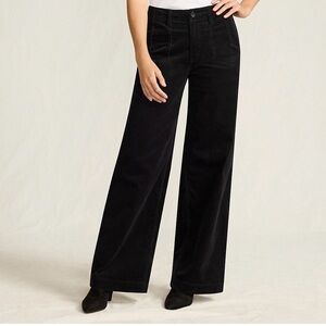 Lands End Black Corduroy Pants High Waist Wide Leg Women’s Size 2 Preppy Classic
